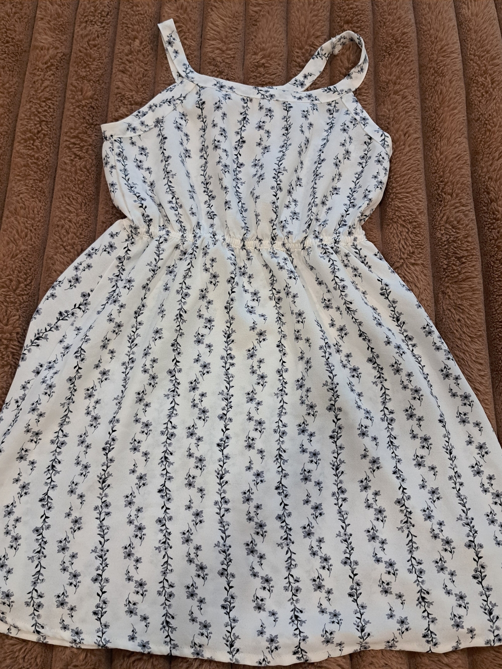 Love Squared Girls White & Gray Floral Summer Dress Size 10